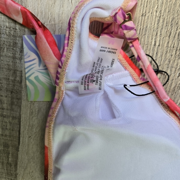 YMI | Bandeau Bikini in Purple Palms Print Sz M - Picture 15 of 16